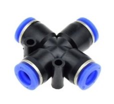 Kruis-stuk insteekkoppeling (push-in) 6mm