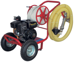 PTM brandweer waterpomp, hogedruk waterpomp van 7 bar op trolley